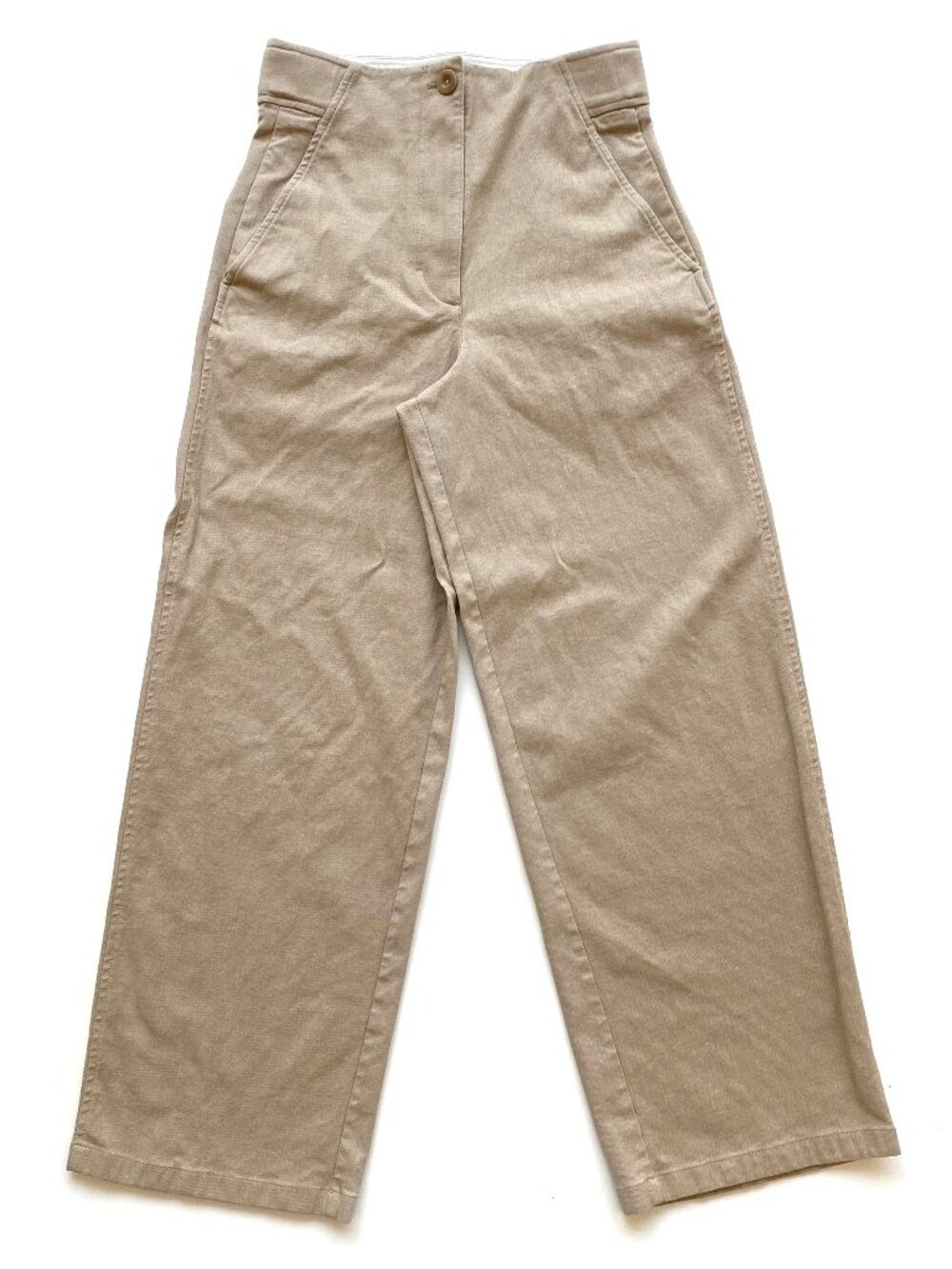 COS Tan High Waisted Wide Leg Twill Pants EUR 34 US 4